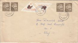 6084FM- BUTTERFLY, LOCOMOTTIVE, STAMPS ON COVER, 1967, ROMANIA - Lettres & Documents