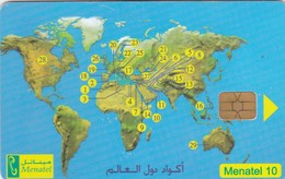 Egypy, EGY-M-29a,  World Map - Country Codes, 2 Scans.  Chip : Incard - IN4   NB : Bend - Egypte