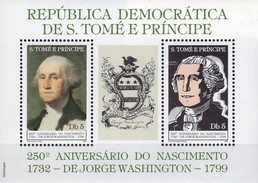 George Washington 1982 Thomas/Prinzen-Insel Block 97 ** 15€ USA-Präsident Hb Bloc History S/s Art Sheet Bf Sao Tome - George Washington