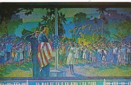 Hawaii Flag Ceremony At Laie School 1921 Tile Mosaic At Entrance To The Church College Of Hawaii - Oahu