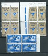 South Africa 1964 Nursing Association Set Of 3 MNH Blocks Of 4 , Both 2.5c With Pencil Annotations On Gum - Unused Stamps