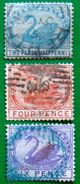 WESTERN AUSTRALIA 1890 2.5d,4d,6d Swan Used WATERMARK : CROWN & CA - Used Stamps