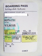Transport Ticket Plane Avion Georgia-Lithuania Kutaisi Vilnius 2017 - Europe