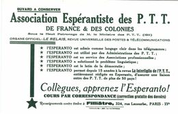 Vieux Papiers - Buvard - Poste - Esperanto -  Association Espérantiste Des PTT De France Et Des Colonies - P