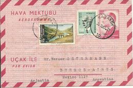 Turkey; 1963 Postal Stationery (Aerogram) Sent To Buenos Aires - Ganzsachen