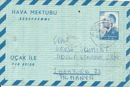 Turkey; 1963 Postal Stationery (Aerogram) Sent From Hilton Hotel (Istanbul) To Hamburg - Postal Stationery