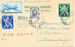 733/25 - PAR AVION - Entier Postal Lion V + TP Divers , Dont Douglas 1 Er Jour D' Emission 23 Février 1946 - Postcards 1934-1951