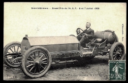 CPA ANCIENNE FRANCE- GRAND PRIX DE L'A.C.F. 1908- WEIGEL  SUR SA PROPRE VOITURE- TRES GROS PLAN - Rallyes