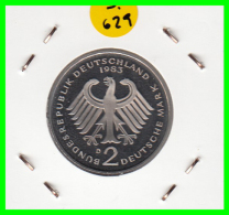 ALEMANIA - GERMANY  MONEDA DE 2.00 DM  AÑO 1983-D  KONRAD ADENAUER - 2 Mark