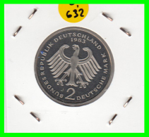 ALEMANIA - GERMANY  MONEDA DE 2.00 DM  AÑO 1983-J  KONRAD ADENAUER CALIDAD PROOF S/C - 2 Mark