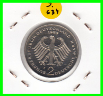 ALEMANIA - GERMANY  MONEDA DE 2.00 DM  AÑO 1984-F  KONRAD ADENAUER CALIDAD PROOF S/C - 2 Mark