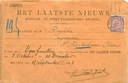 Ontvangstbewijs Voor Abonnement Op Dagblad Het Laatste Nieuws : 1888 - 1800 – 1899