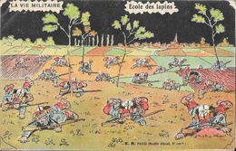 Carte Illustrée Halte-la! La Vie Militaire: Ecole Des Lapins - Edition E.R. Paris - Humour