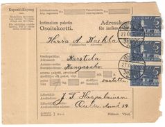 FINLANDIA - Finland - 1930 - Osoitekortti, Kotimaisen Paketin - Adresskort Paket Packet Freight Bill Card - Viaggiata Da - Paquetes Postales