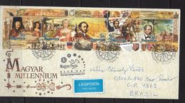 O) 2001 HUNGARY- MAGYAR, MILLENNIUM- ELSO NAP, COVER TO  BRAZIL, XF - Covers & Documents