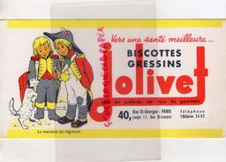 75- PARIS- BUVARD  BISCOTTES GRESSINS JOLIVET- MASCOTTE DU REGIMENT-CHIEN-40 RUE ST GEORGES SAINT LAZARE - Biscotti