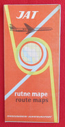 JAT Airlines Yugoslavia - Route Maps Map, Routenkarten, Belgrade 1964. - Timetables