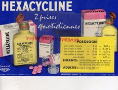 75- PARIS- BUVARD HEXACYCLINE-SIROP ANTIBIOTIQUE-LABORATOIRES DIAMANT-63 BD HAUSSMANN- IMPRIMERIE JOMBART ASNIERES - Droguerías