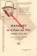 49- SAUMUR- RARE MENU BANQUET FOIRE AUX VINS- 2 FEVRIER 1929- HENRI MOUCHE -DESSIN DE CARLEGLE-GRAND HOTEL DE LONDRES - Menú
