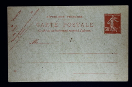 France:  Carte Postale 1921 30 Centimes Camee Rouge 128  P170 - Postales Tipos Y (antes De 1995)