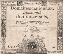 ASSIGNAT DE QUINZE SOLS - Assignats