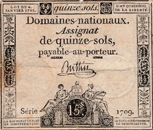 ASSIGNAT DE QUINZE SOLS - Assignats & Mandats Territoriaux