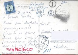 Postal Sem Selo,multado,circulado Carcavelos,1968.Postcard With No Stamp,fined,circled Carcavelos 1968.Postkarte Bestraf - Storia Postale