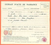 06 Contes - Généalogie " Extrait Acte Naissance En1932 " Timbre Fiscal - VPAN 4 - Naissance & Baptême