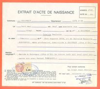 21 Selongey - Généalogie " Extrait Acte Naissance En1946 " Timbre Fiscal - VPAN 4 - Naissance & Baptême