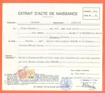 21 Selongey - Généalogie " Extrait Acte Naissance En1924 " Timbre Fiscal - VPAN 4 - Naissance & Baptême