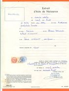 70 Villersexel - Généalogie " Extrait Acte Naissance En1908 " Timbre Fiscal - VPAN 4 - Naissance & Baptême