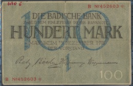 Baden Rosenbg: BAD6 Länderbanknote Badische Bank Gebraucht (III) 1918 100 Mark (8087409 - 100 Mark