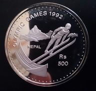 NEPAL 500 RUPEE ND 1992 SILVER PROOF "1992 Olympics Games" Free Shipping Via Registered Air Mail - Nepal