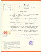 70 Percey Le Grand - Généalogie " Extrait Acte Naissance En1915 " Timbre Fiscal - VPAN 4 - Naissance & Baptême