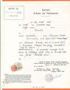 21 Villy En Auxois - Généalogie " Extrait Acte Naissance En1942 " Timbre Fiscal - VPAN 4 - Naissance & Baptême