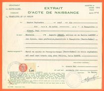 70 Champlitte Et Le Prelot - Généalogie " Extrait Acte Naissance En1910 " Timbre Fiscal - VPAN 4 - Birth & Baptism