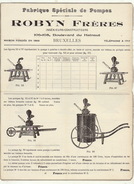 Publicité Recto Verso Pompe Robyn à Bruxelles - 1800 – 1899