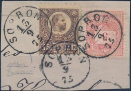 1871 Réznyomat 15kr + 1874 Színesszámú 5kr Vegyes Bérmentesítés ,,SOPRON' (regiszterhajtás / Registration Fold) - Altri & Non Classificati