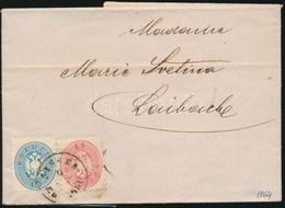 1864 5kr + 10kr Levélen ,,SISSEK Bahnhof' - ,,LAIBACH STADT' - Altri & Non Classificati