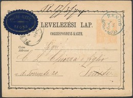 1874 2kr Díjjegyes Levelezőlap PS Card Kék / Blue  'ZENGG' - Altri & Non Classificati