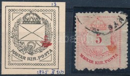 O 1874 Színesszámú 5kr Nagy Piros Folt A Kürt Mellett - Altri & Non Classificati