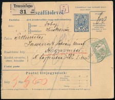 1908 Csomagszállító 60f Bérmentesítéssel Nagyszombatra - Altri & Non Classificati