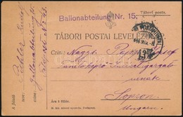 1916 Tábori Posta Levelezőlap 'Ballonabteilung Nr. 15' - Altri & Non Classificati