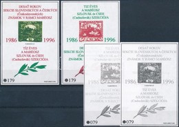 ** 1996/13-14 + A13-A14 10 éves A MABÉOSZ Szlovák és Cseh Szekciója Normál és Feketenyomat Emlékívpár Azonos Sorszámmal  - Altri & Non Classificati