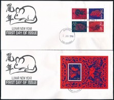 1996 Kínai újév Kisív Mi 2267-2270 + Blokk Mi 276 2 FDC-n - Altri & Non Classificati