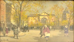 Berkes Antal (1874-1938): Utca Részlet. Olaj, Vászon, Jelzett, Keretben, 25×39 Cm - Altri & Non Classificati