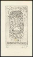 Kass János (1927-2010): Ex Libris Halbrohr Gábor. Rézkarc, Papír, Jelzett, 12x7 Cm - Altri & Non Classificati