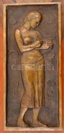 Martsa István (1912-1978) : Író Nő. Bronz Falikép,  Jelzés Nélkül, Falemezre Erősítve, 32×15 Cm - Autres & Non Classés