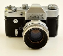 1966 Zenit 3M Fényképezőgép, Helios-44 2/58 Objektívvel, Kissé Viseltes, De Működőképes állapotban / Vintage Russian Cam - Macchine Fotografiche