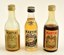 3 Db Martinis üveg, Tartalommal, Köztük 2 Bontatlan, 50 Ml - Altri & Non Classificati